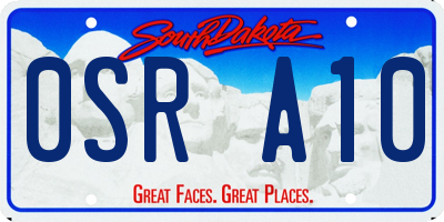 SD license plate 0SRA10