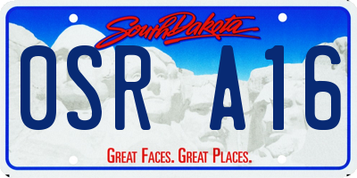 SD license plate 0SRA16