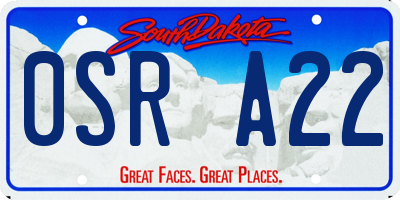 SD license plate 0SRA22