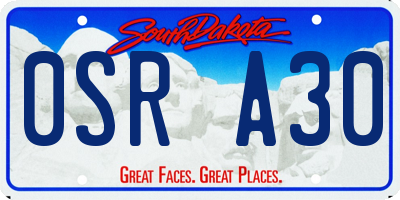 SD license plate 0SRA30