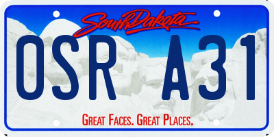 SD license plate 0SRA31