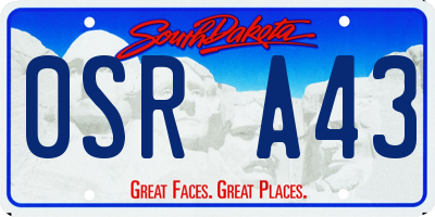 SD license plate 0SRA43