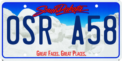 SD license plate 0SRA58