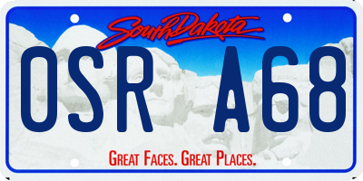 SD license plate 0SRA68