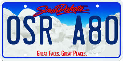 SD license plate 0SRA80
