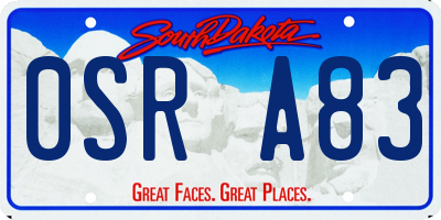 SD license plate 0SRA83