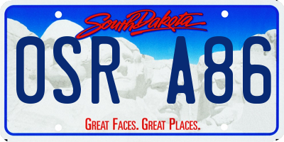 SD license plate 0SRA86