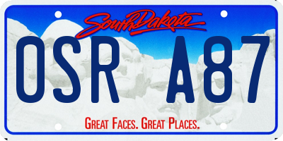 SD license plate 0SRA87