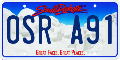 SD license plate 0SRA91