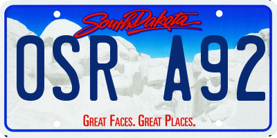 SD license plate 0SRA92