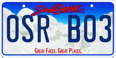 SD license plate 0SRB03