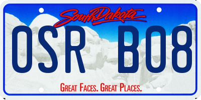 SD license plate 0SRB08