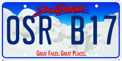 SD license plate 0SRB17