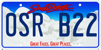 SD license plate 0SRB22