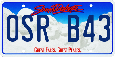 SD license plate 0SRB43
