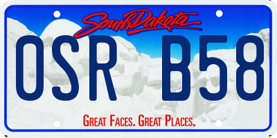 SD license plate 0SRB58