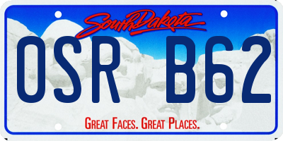 SD license plate 0SRB62
