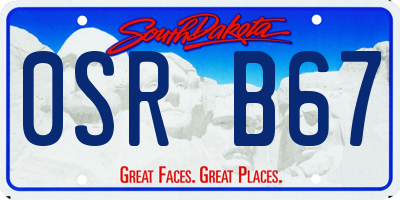 SD license plate 0SRB67