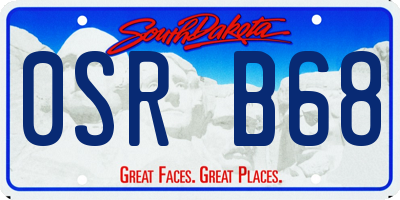 SD license plate 0SRB68
