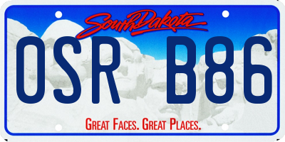 SD license plate 0SRB86