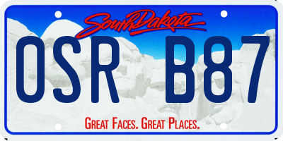 SD license plate 0SRB87