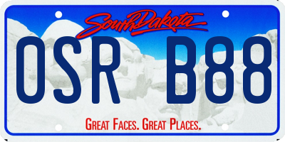 SD license plate 0SRB88