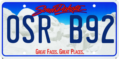 SD license plate 0SRB92