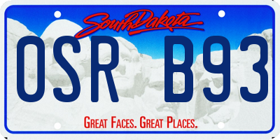 SD license plate 0SRB93