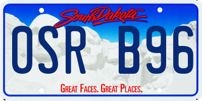 SD license plate 0SRB96