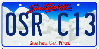 SD license plate 0SRC13