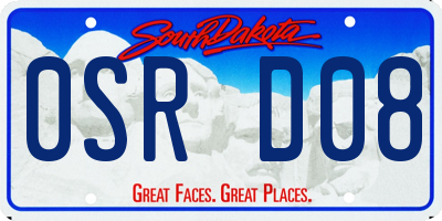 SD license plate 0SRD08