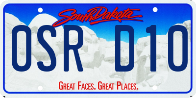 SD license plate 0SRD10
