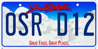 SD license plate 0SRD12