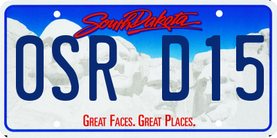 SD license plate 0SRD15