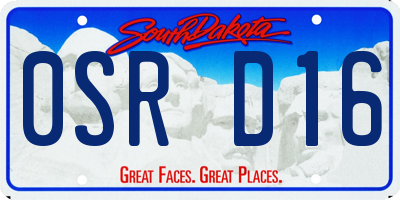 SD license plate 0SRD16