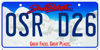 SD license plate 0SRD26