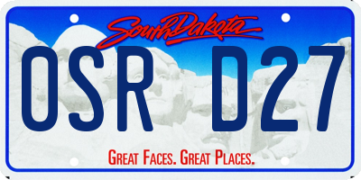 SD license plate 0SRD27