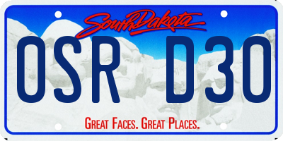 SD license plate 0SRD30