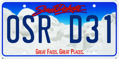 SD license plate 0SRD31