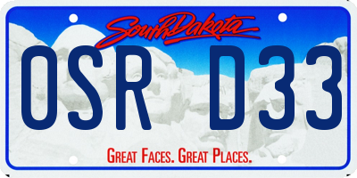 SD license plate 0SRD33