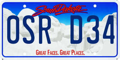 SD license plate 0SRD34