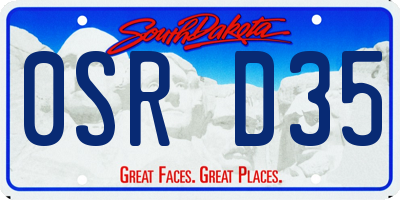 SD license plate 0SRD35