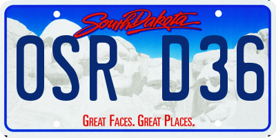 SD license plate 0SRD36