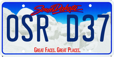 SD license plate 0SRD37
