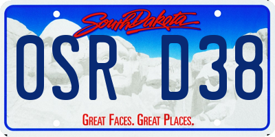 SD license plate 0SRD38
