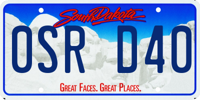 SD license plate 0SRD40