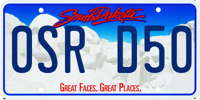 SD license plate 0SRD50