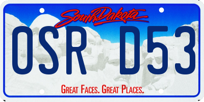 SD license plate 0SRD53