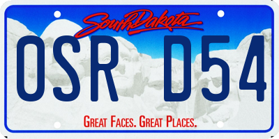 SD license plate 0SRD54