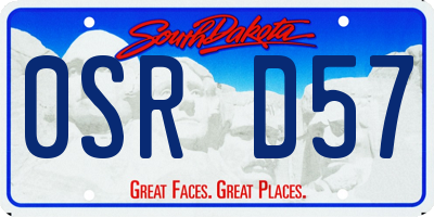 SD license plate 0SRD57